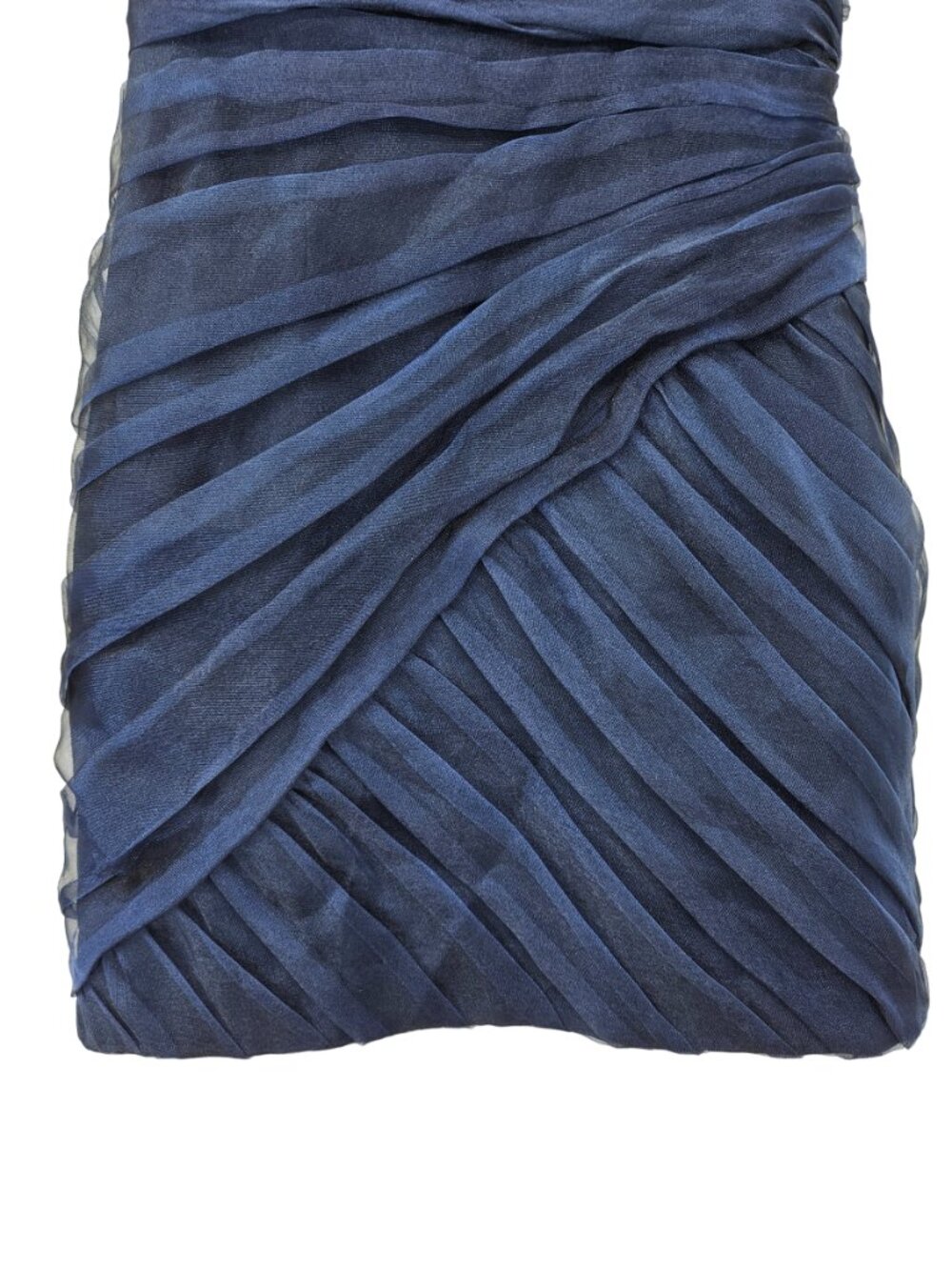 Theia Strapless Ruched Tulle Cocktail Dress Navy Blue Women's Size 6 Evening - Picture 4 of 12